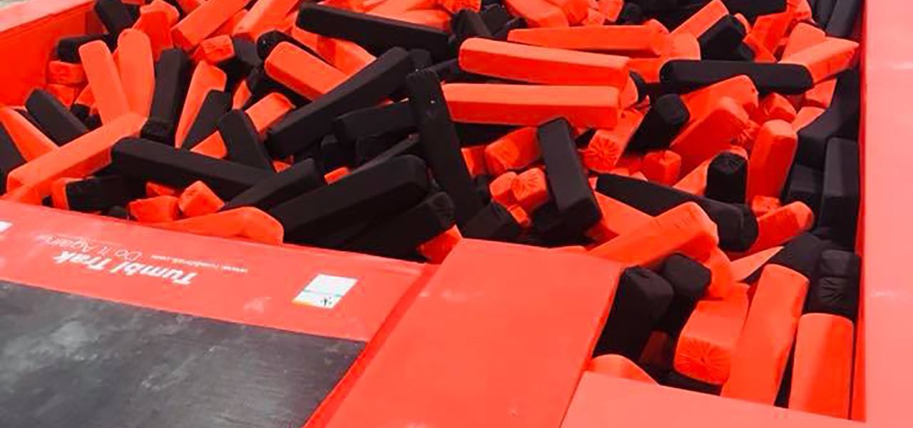 Red and black covered foam blocks